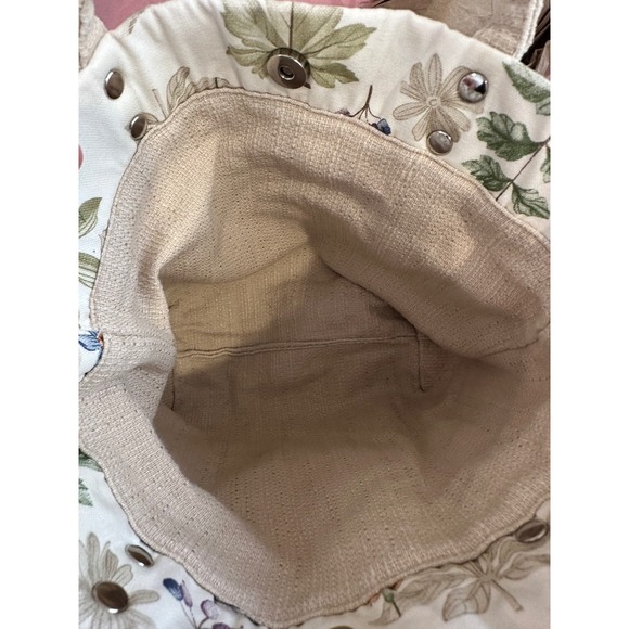 Longaberger Floral Canvas Tote Bag Purse Handbag Neutral Colors EUC - Picture 5 of 6